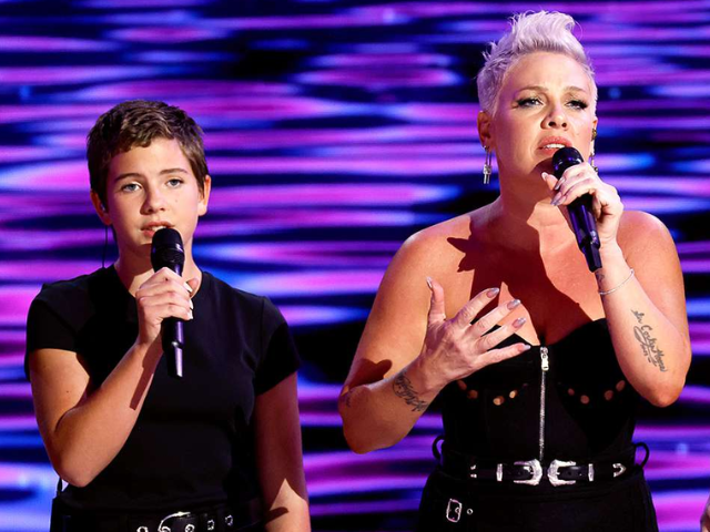 Pink and her daughter Willow perform at the DNC